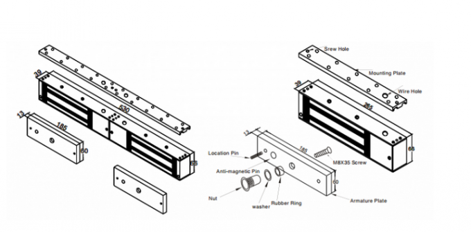 1200 Lb LED Fail Secure Electromagnetic Door Lock For Sliding Door-JS-500DS