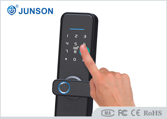 Smart Home Black Color Fingerprint Door Locks 5000DPI With Low Battery Warming