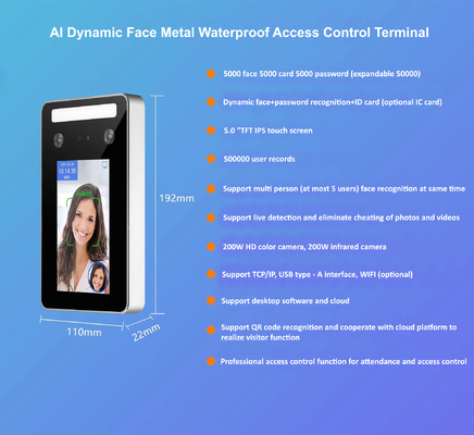 AI Dynamic Face Recognition Access Control 0.2s Recognition Speed