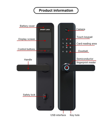 WiFi Electronic Biometric Fingerprint Door Lock Aluminium Alloy With Camera / Tuya App