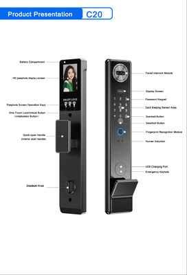 Waterproof TTlock Tuya App Fingerprint Code Card Key Smart Door Lock
