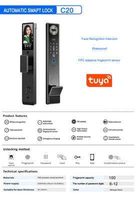 Waterproof TTlock Tuya App Fingerprint Code Card Key Smart Door Lock