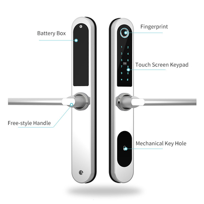 Intelligent Wifi Smart Home Fingerprint Card Biometric Glass Door Lock 4pcs AA batteries
