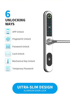 Intelligent Wifi Smart Home Fingerprint Card Biometric Glass Door Lock 4pcs AA batteries