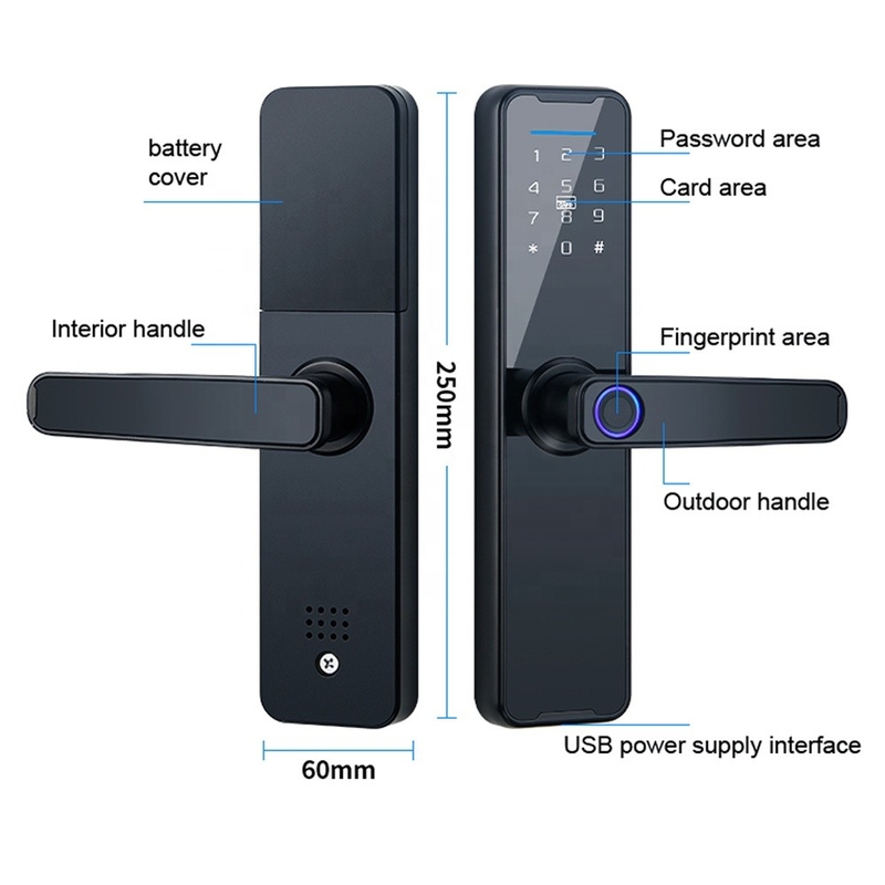 FCC Fingerprint Smart Door Lock 50mm Thickness Tuya APP Digital Door Lock