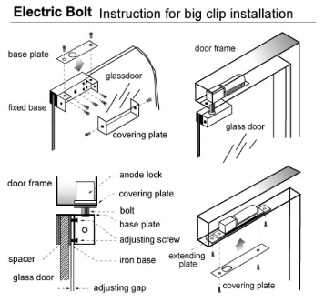 Metal Electric Drop Bolt Door Lock Fail Secure Cylinder Key Manual Open