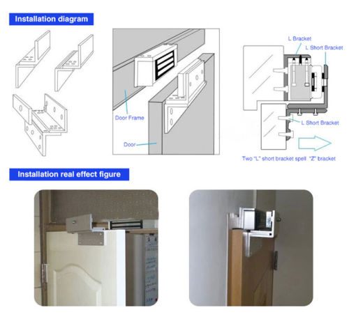 Z L Mounting Door Lock Bracket For 500kg 1200lbs Magnetic Lock